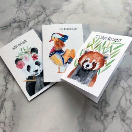 red panda card panda card mandarin duck card